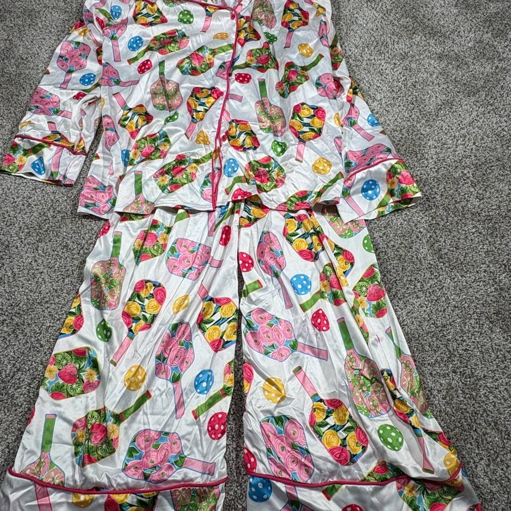 Vibrant Multicolor Women's Pickleball Pajama Set - Picture 2 of 5